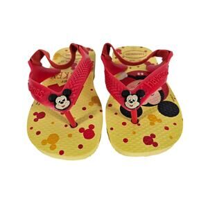HAVAIANAS X DISNEY BABY MICKEY TODDLER YELLOW/RED FLIP-FLOP SANDALS - SIZE 7C